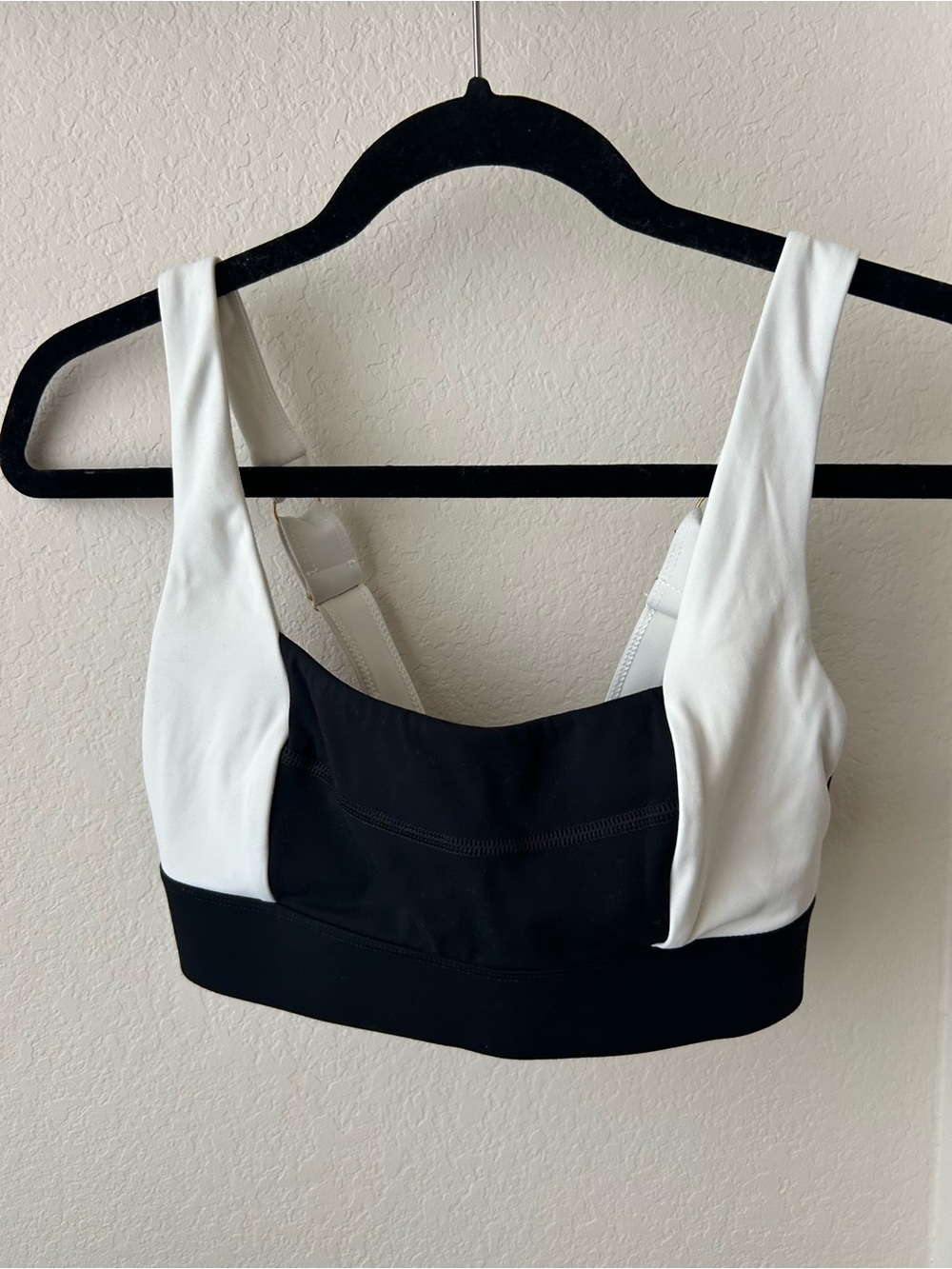 Monday Swimwear Black and White Colorblock Sports Bra